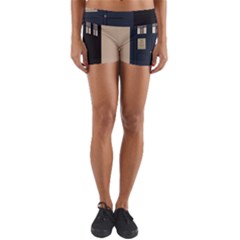 Tardis Doctor Who Minimal Minimalism Yoga Shorts by Cendanart