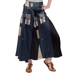 Tardis Doctor Who Minimal Minimalism Women s Satin Palazzo Pants by Cendanart