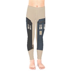 Tardis Doctor Who Minimal Minimalism Kids  Leggings by Cendanart