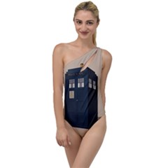 Tardis Doctor Who Minimal Minimalism To One Side Swimsuit by Cendanart