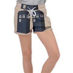 Tardis Doctor Who Minimal Minimalism Women s Velour Lounge Shorts by Cendanart