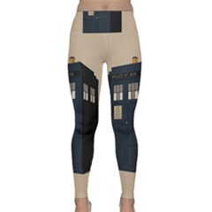 Tardis Doctor Who Minimal Minimalism Lightweight Velour Classic Yoga Leggings by Cendanart