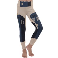 Tardis Doctor Who Minimal Minimalism Kids  Lightweight Velour Classic Yoga Leggings by Cendanart