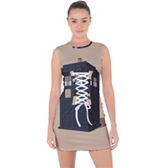 Tardis Doctor Who Minimal Minimalism Lace Up Front Bodycon Dress