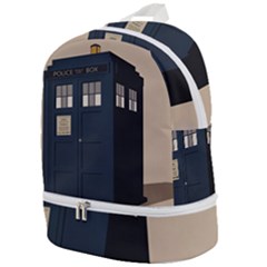 Tardis Doctor Who Minimal Minimalism Zip Bottom Backpack by Cendanart