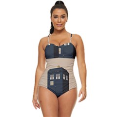 Tardis Doctor Who Minimal Minimalism Retro Full Coverage Swimsuit by Cendanart