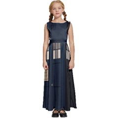 Tardis Doctor Who Minimal Minimalism Kids  Satin Sleeveless Maxi Dress by Cendanart