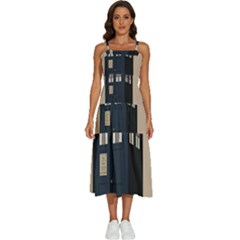 Tardis Doctor Who Minimal Minimalism Sleeveless Shoulder Straps Boho Dress by Cendanart