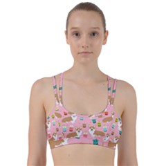 Corgi Bubble Boba Tea Pink Pattern Line Them Up Sports Bra by Cendanart