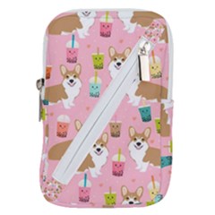 Corgi Bubble Boba Tea Pink Pattern Belt Pouch Bag (small)