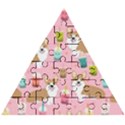 Corgi Bubble Boba Tea Pink Pattern Wooden Puzzle Triangle View1