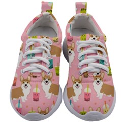 Corgi Bubble Boba Tea Pink Pattern Kids Athletic Shoes