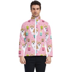 Corgi Bubble Boba Tea Pink Pattern Men s Bomber Jacket