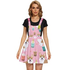 Corgi Bubble Boba Tea Pink Pattern Apron Dress by Cendanart