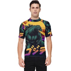 Godzilla Retrowave Men s Short Sleeve Rash Guard by Cendanart