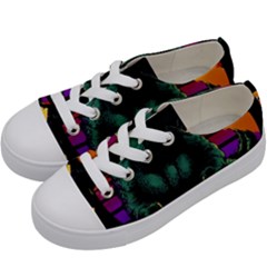 Godzilla Retrowave Kids  Low Top Canvas Sneakers by Cendanart