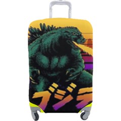 Godzilla Retrowave Luggage Cover (large) by Cendanart