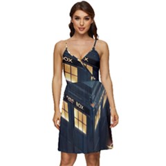 Tardis Bbc Doctor Who Dr Who V-neck Pocket Summer Dress  by Cendanart