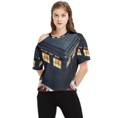 Tardis Bbc Doctor Who Dr Who One Shoulder Cut Out T-shirt by Cendanart