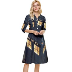 Tardis Bbc Doctor Who Dr Who Classy Knee Length Dress by Cendanart