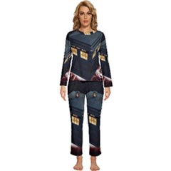 Tardis Bbc Doctor Who Dr Who Womens  Long Sleeve Lightweight Pajamas Set by Cendanart