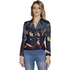 Tardis Bbc Doctor Who Dr Who Women s Long Sleeve Revers Collar Cropped Jacket by Cendanart