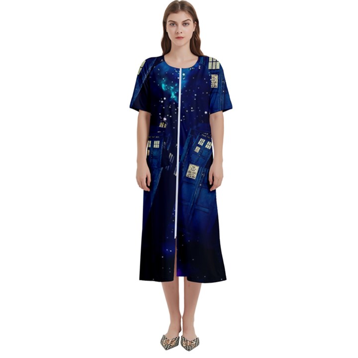 Tardis Doctor Who Space Galaxy Women s Cotton Short Sleeve Night Gown