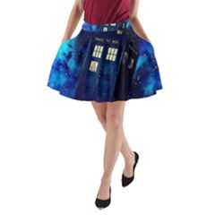 Tardis Doctor Who Space Galaxy A-line Pocket Skirt by Cendanart