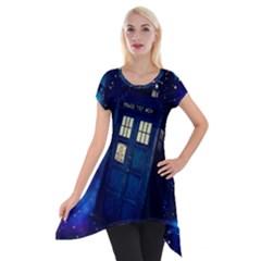 Tardis Doctor Who Space Galaxy Short Sleeve Side Drop Tunic by Cendanart