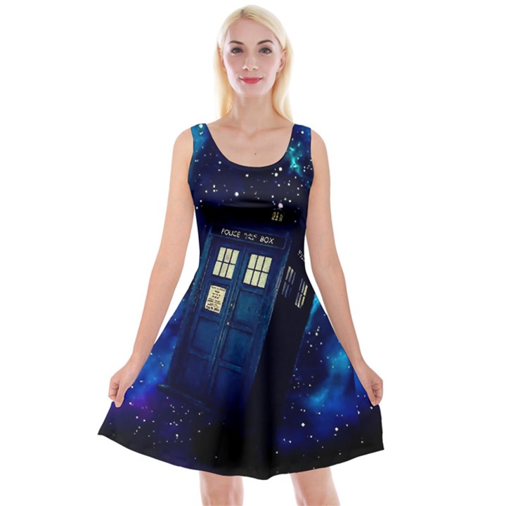 Tardis Doctor Who Space Galaxy Reversible Velvet Sleeveless Dress