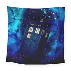 Tardis Doctor Who Space Galaxy Square Tapestry (large) by Cendanart