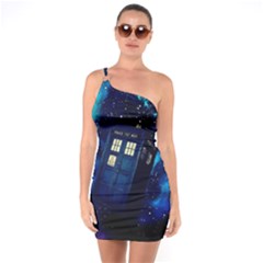 Tardis Doctor Who Space Galaxy One Shoulder Ring Trim Bodycon Dress