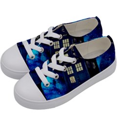 Tardis Doctor Who Space Galaxy Kids  Low Top Canvas Sneakers by Cendanart