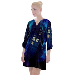 Tardis Doctor Who Space Galaxy Open Neck Shift Dress by Cendanart