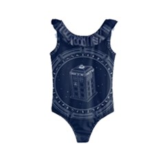 Doctor Who Bbc Tardis Kids  Frill Swimsuit by Cendanart