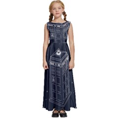 Doctor Who Bbc Tardis Kids  Satin Sleeveless Maxi Dress by Cendanart