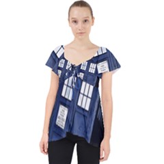 Tardis Doctor Who Space Blue Lace Front Dolly Top by Cendanart