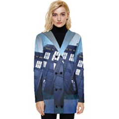 Tardis Doctor Who Space Blue Button Up Hooded Coat  by Cendanart