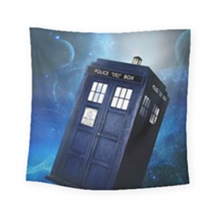 Tardis Doctor Who Space Blue Square Tapestry (small) by Cendanart