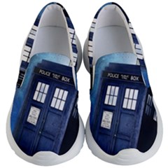 Tardis Doctor Who Space Blue Kids Lightweight Slip Ons by Cendanart