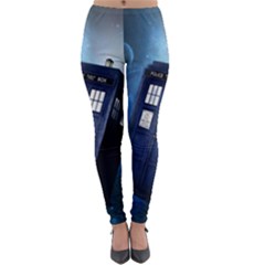 Tardis Doctor Who Space Blue Lightweight Velour Leggings by Cendanart