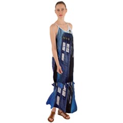 Tardis Doctor Who Space Blue Cami Maxi Ruffle Chiffon Dress by Cendanart