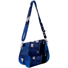 Tardis Doctor Who Space Blue Saddle Handbag by Cendanart