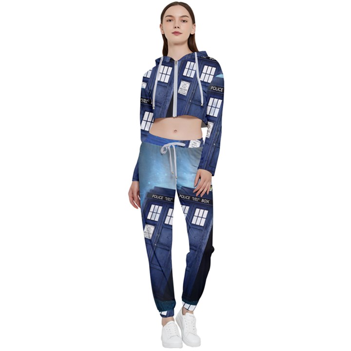 Tardis Doctor Who Space Blue Cropped Zip Up Lounge Set