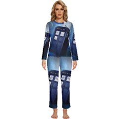 Tardis Doctor Who Space Blue Womens  Long Sleeve Lightweight Pajamas Set by Cendanart