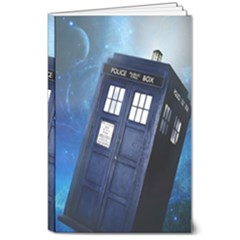 Tardis Doctor Who Space Blue 8  X 10  Softcover Notebook by Cendanart