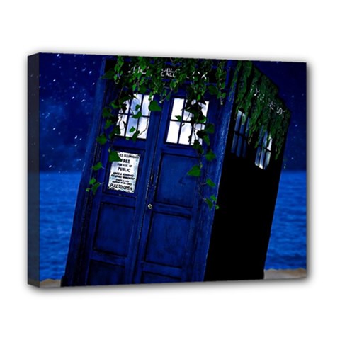 Stuck Tardis Beach Doctor Who Police Box Sci-fi Deluxe Canvas 20  X 16  (stretched) by Cendanart