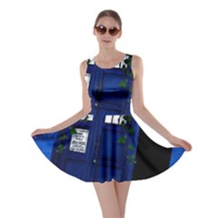 Stuck Tardis Beach Doctor Who Police Box Sci-fi Skater Dress by Cendanart