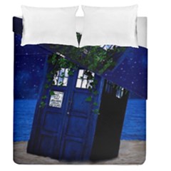 Stuck Tardis Beach Doctor Who Police Box Sci-fi Duvet Cover Double Side (queen Size) by Cendanart