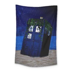 Stuck Tardis Beach Doctor Who Police Box Sci-fi Small Tapestry by Cendanart